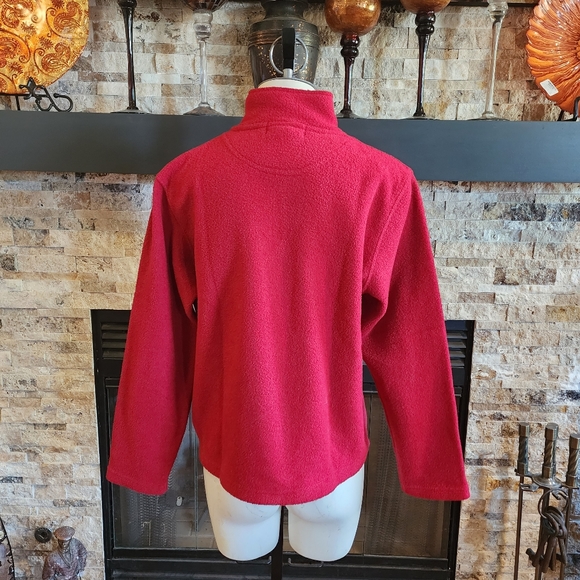 Mandal Bay Red "Moose Among The Trees" Fleece 1/4 Zip Long Sleeve Pullover Sz M - Picture 4 of 7